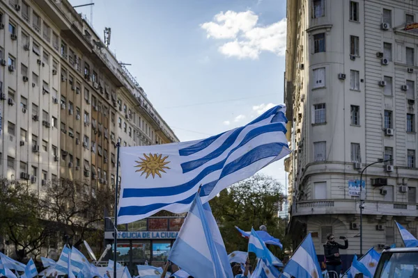 Buenos Aires Arjantin 2020 Karantinayı Hükümetin Siyasetini Protesto Eden Insanlar — Stok fotoğraf