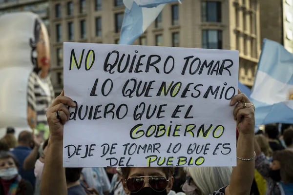 Buenos Aires Argentina 2020 Pessoas Que Protestam Contra Quarentena Política — Fotografia de Stock