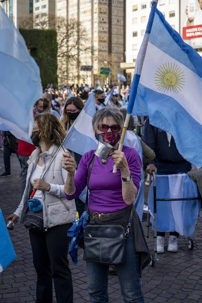 Buenos Aires Argentína 2020 Emberek Tiltakoznak Karantén Kormány Politikája Ellen — Stock Fotó