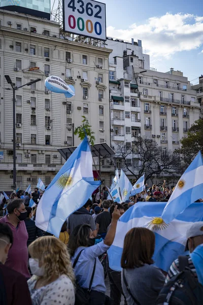 Buenos Aires Argentina 2020 Folk Protesterar Mot Karantänen Och Regeringens — Stockfoto