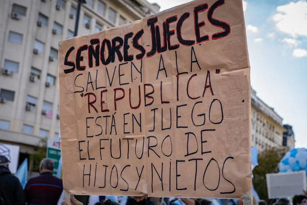 Buenos Aires Argentina 2020 Protestan Contra Cuarentena Política Del Gobierno — Foto de Stock