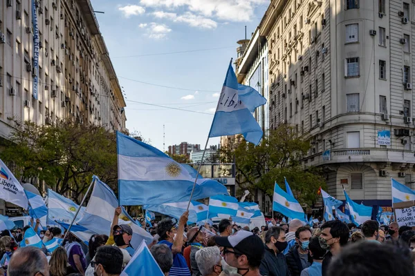 Buenos Aires Argentína 2020 Emberek Tiltakoznak Karantén Kormány Politikája Ellen — Stock Fotó