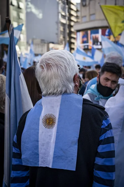 Buenos Aires Argentina 2020 Lidé Protestující Proti Karanténě Vládní Politice — Stock fotografie