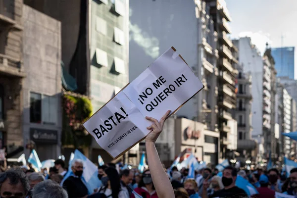 Buenos Aires Argentina 2020 Folk Protesterar Mot Karantänen Och Regeringens — Stockfoto