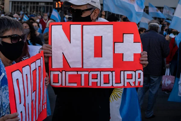 Buenos Aires Argentina 2020 Pessoas Que Protestam Contra Quarentena Política — Fotografia de Stock