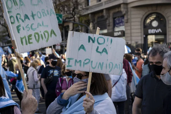 ブエノスアイレス アルゼンチン 2020年10月12日 検疫と政府の政治に抗議する人々 — ストック写真
