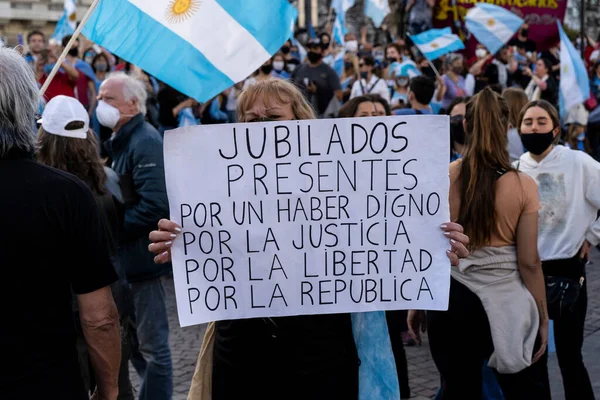 Buenos Aires Argentina 2020 Persone Che Protestano Contro Quarantena Politica — Foto Stock