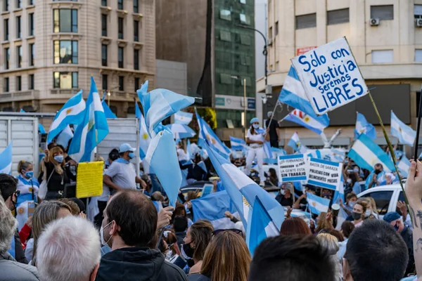 Buenos Aires Argentina 2020 Pessoas Que Protestam Contra Quarentena Política — Fotografia de Stock