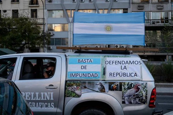 Buenos Aires Argentinië 2020 Mensen Die Protesteren Tegen Quarantaine Politiek — Stockfoto