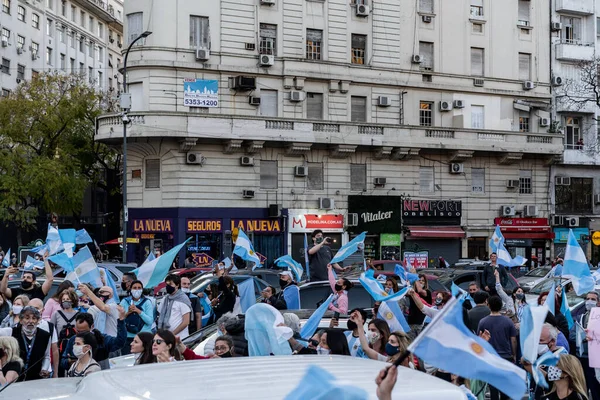 Buenos Aires Argentinië 2020 Mensen Die Protesteren Tegen Quarantaine Politiek — Stockfoto