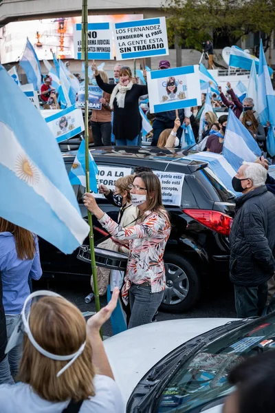 Buenos Aires Arjantin 2020 Karantinayı Hükümetin Siyasetini Protesto Eden Insanlar — Stok fotoğraf