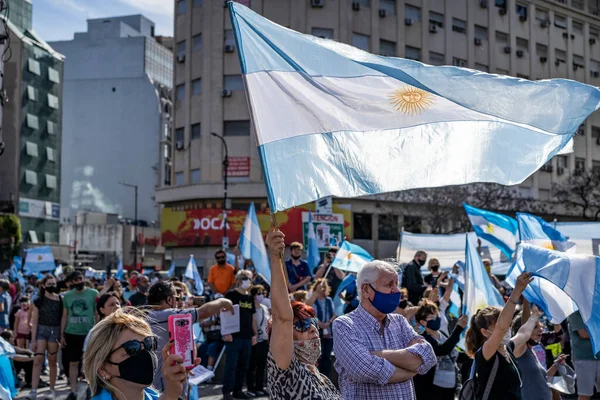 阿根廷布宜诺斯艾利斯 2020年8月11日 抗议检疫 最高法院 验尸官疫苗和政府政治的民众 — 图库照片