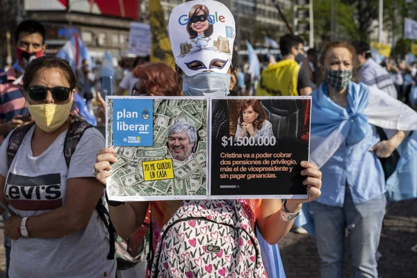 ブエノスアイレス アルゼンチン 2020年11月8日 司法最高裁判所 コロナウイルスワクチン 政府の政治に抗議する人々 — ストック写真
