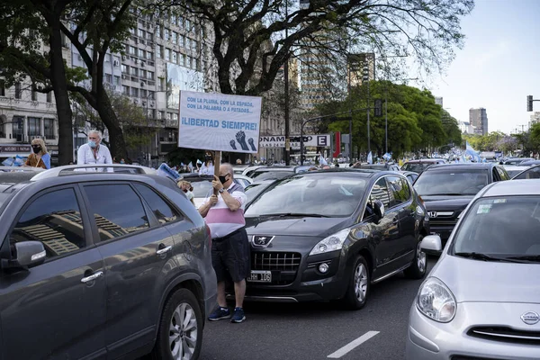 Buenos Aires Argentinië 2020 Mensen Protesteren Tegen Quarantaine Het Hooggerechtshof — Stockfoto