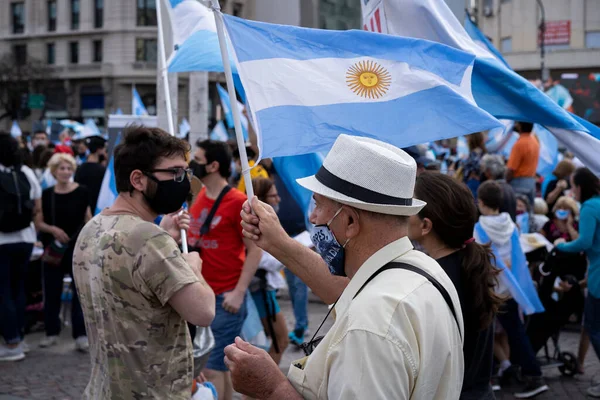 Buenos Aires Argentina November 2020 Folk Protesterar Mot Karantänen Högsta — Stockfoto