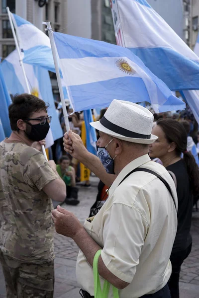 ブエノスアイレス アルゼンチン 11月2020 司法最高裁判所 コロナウイルスワクチンおよび政府の政治に抗議する人々 — ストック写真