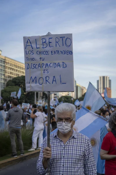 Buenos Aires Argentina Dubna 2021 Lidé Protestují Proti Uzavírání Škol — Stock fotografie