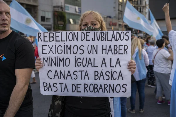 Buenos Aires Argentina Aprile 2021 Persone Che Protestano Contro Chiusura — Foto Stock