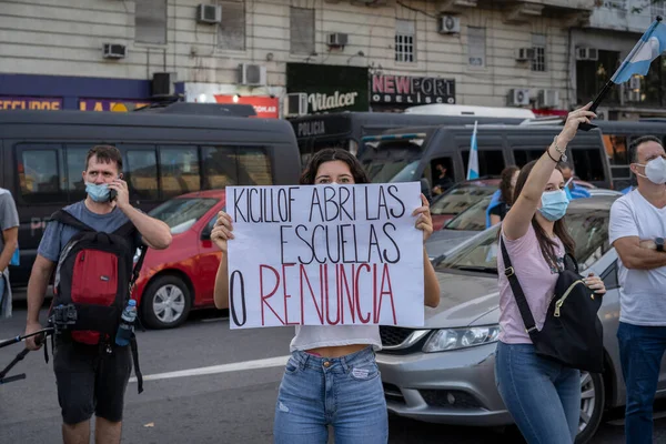 Buenos Aires Argentina Aprile 2021 Persone Che Protestano Contro Chiusura — Foto Stock