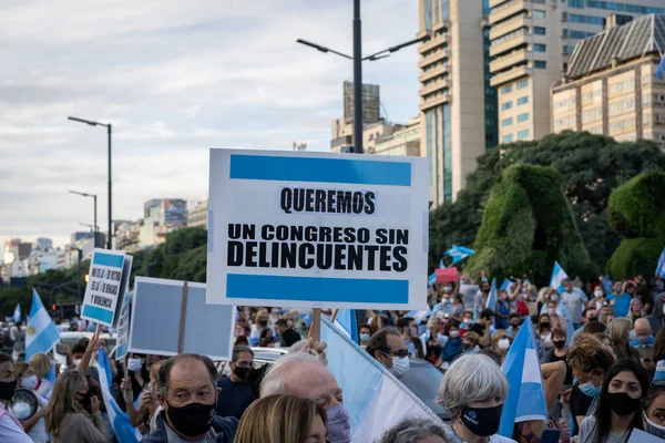 Buenos Aires Argentina Aprile 2021 Gente Protesta Contro Chiusura Della — Foto Stock