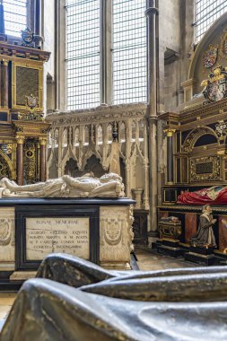 Londra, Birleşik Krallık - 19 Mayıs 2025: Westminster Abbey 'deki George Villiers Dük Anıtı