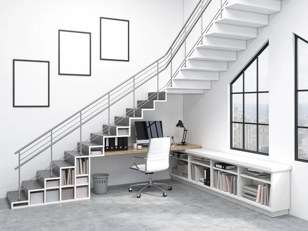 Workplace under the stairs — 스톡 사진