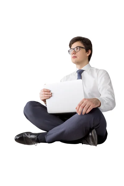 Homem de negócios com laptop — Fotografia de Stock