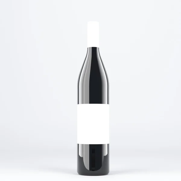 Wine bottle, blank labels on it. Dark glass. — Zdjęcie stockowe