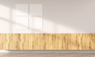 Wall with wooden element