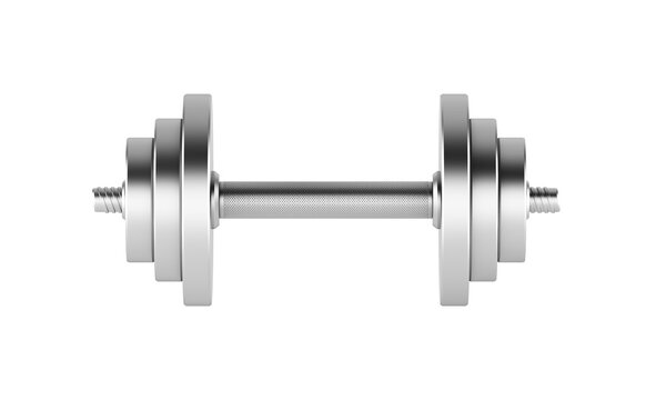 Металлический вес для спорта. Изолирована. Концепция обучения. 3D рендеринг
