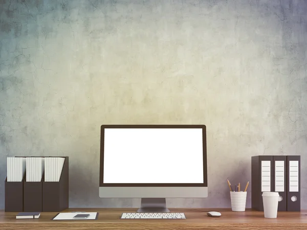 Posto di lavoro con computer — Foto Stock