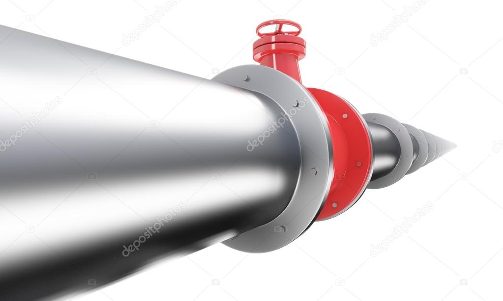 Pipe with red tap