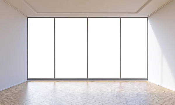 Empty office with panoramic window. Concept of new office. Mock up. 3D rendering — Stock Photo, Image