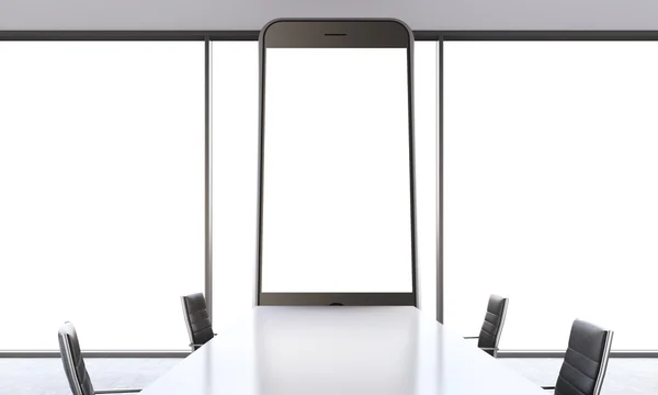 Quarto branco com smartphone — Fotografia de Stock