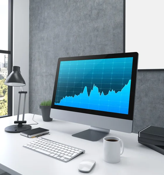 Monitor gráfico de negocios — Foto de Stock