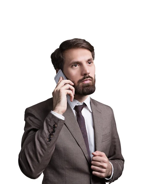 Geïsoleerde zakenman op telefoon — Stockfoto