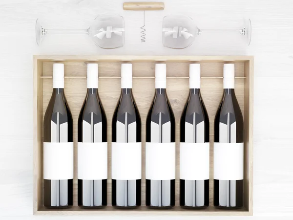 Wine bottles blank labels — Stock Photo, Image