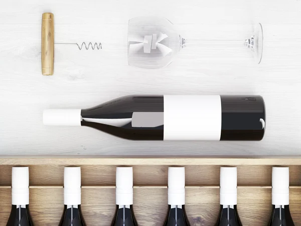 Wine bottles corkscrew — Stock Photo, Image