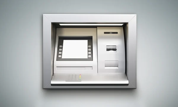 ATM maskin grå bakgrund — Stockfoto