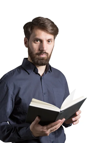 Homem isolado com livro — Fotografia de Stock