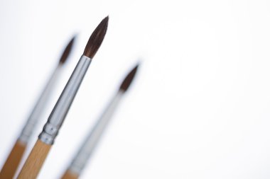 Üç fırçalar arka plan beyaz