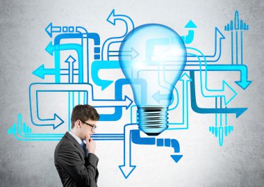 Farklı yönde işadamı ampul