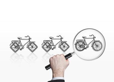 Businessman with bicycle sketch clipart
