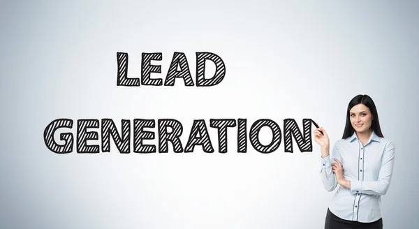 Lead Generation Konzept mit Frau — Stockfoto