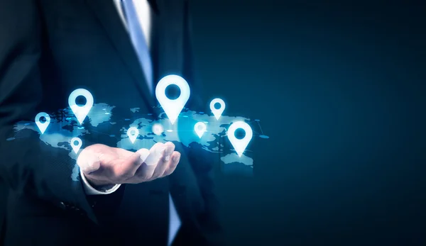 Map with location pins — Stock Photo, Image