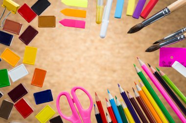 Cork arka plan üzerinde çizim araçları