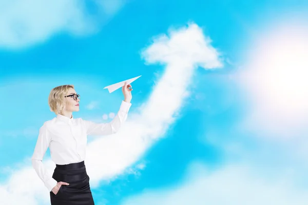 Success concept paper plane — Stock Photo, Image