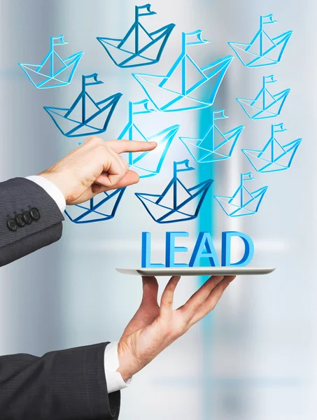 Lead generation paper boats — Stock Photo, Image