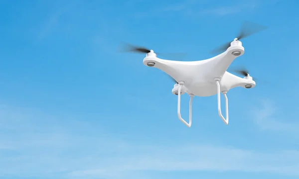 Un dron blanco en el cielo. Renderizado 3D — Foto de Stock