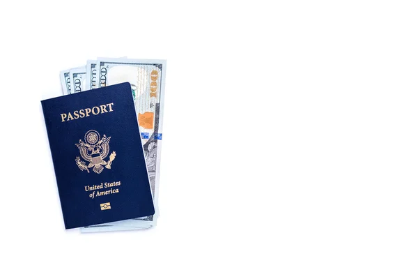 Банкноти доларів всередині паспорта — стокове фото